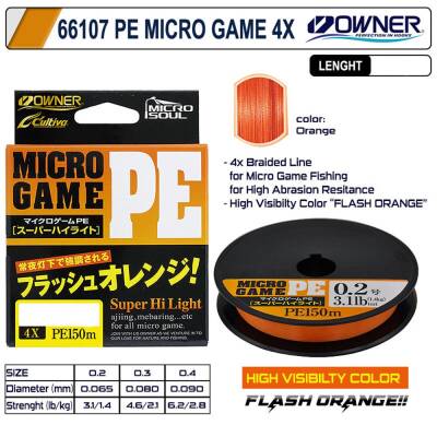Owner Cultiva Micro Game PE 4x 150mt Orange İp Misina
