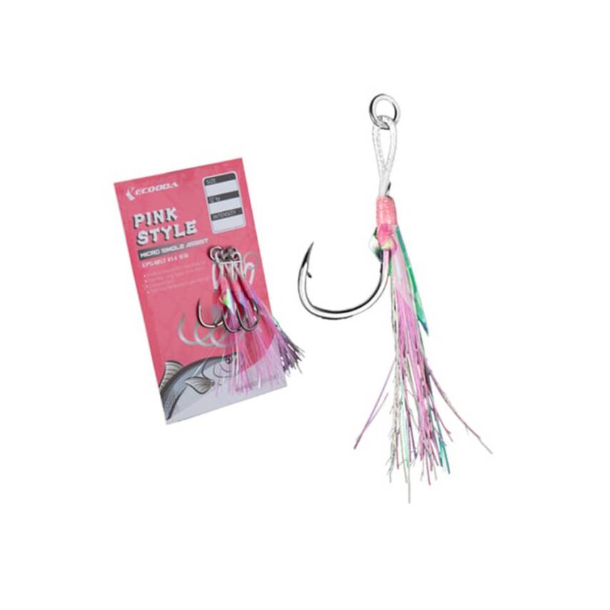 Ecooda Pink Style Light Jigging Single Hooks Assist İğne - 1