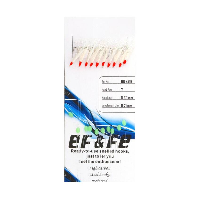 Effe HG3416 Sabiki 10 iğneli Beyaz Simli Çapari - 1