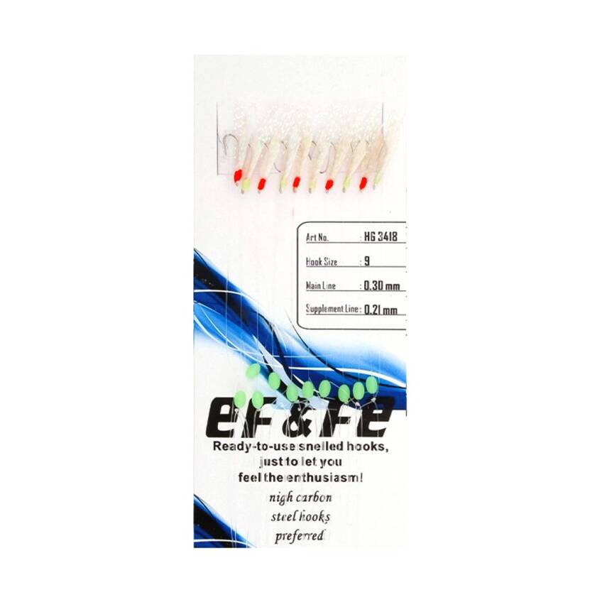 Effe HG3418 Sabiki 10 iğneli Beyaz Simli Çapari - 1