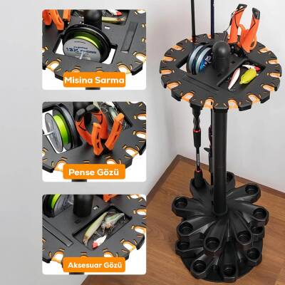 Foçalı Çok Fonksiyonlu 16 Gözlü Olta Kamış Standı