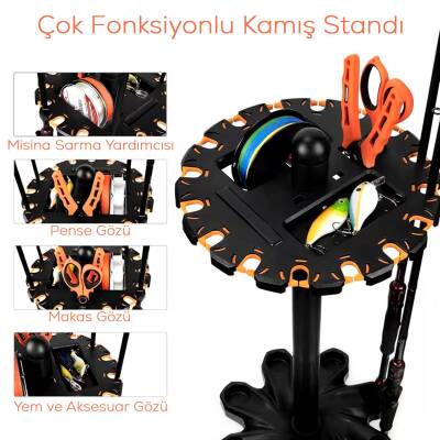 Foçalı Çok Fonksiyonlu 16 Gözlü Olta Kamış Standı - 3