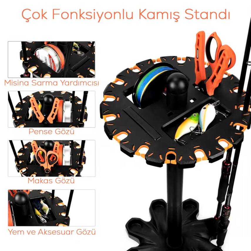 Foçalı Çok Fonksiyonlu 16 Gözlü Olta Kamış Standı - 3