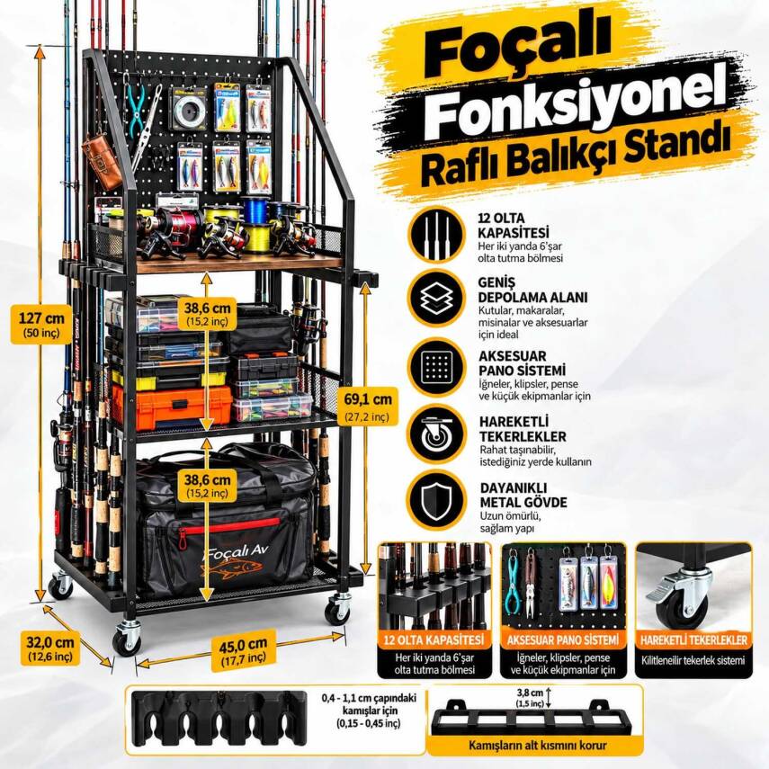 Foçalı Fonksiyonel Raflı Balıkçı Standı - 1