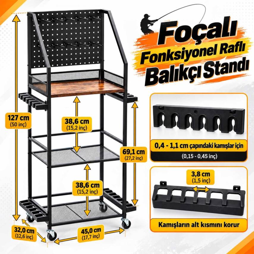 Foçalı Fonksiyonel Raflı Balıkçı Standı - 3