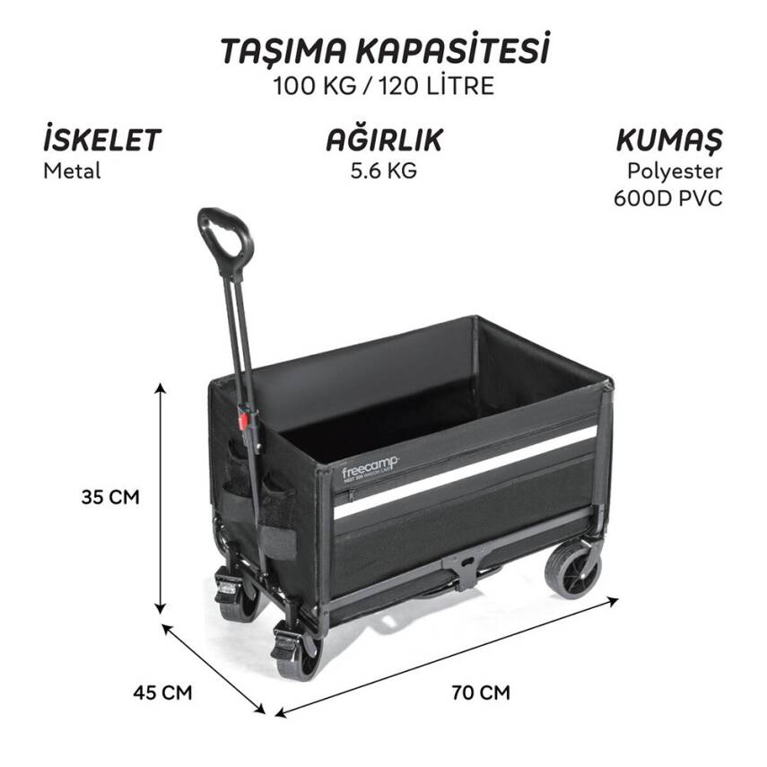 FreeCamp Nest 300 Katlanır Kilit Tekerli Wagon Araba - 3