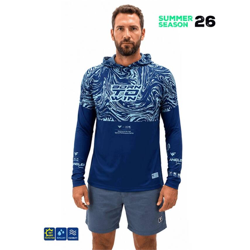 Fujin Hooded Izohips Blue Mint UV Korumalı Balıkçı Sweatshirt - 1
