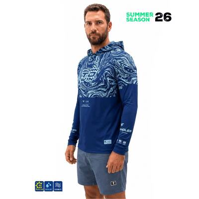 Fujin Hooded Izohips Blue Mint UV Korumalı Balıkçı Sweatshirt - 2