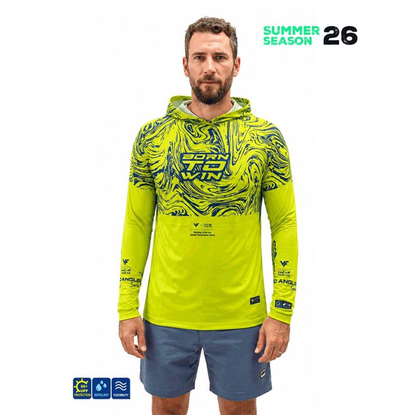 Fujin Hooded Izohips Green UV Korumalı Balıkçı Sweatshirt - 1