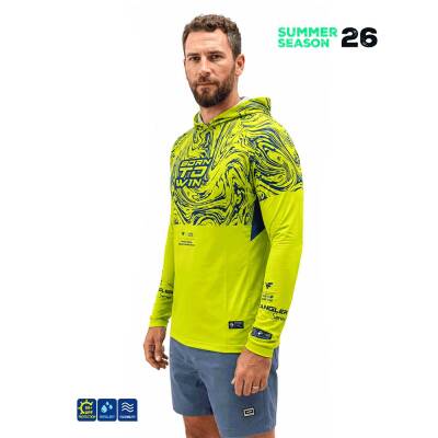Fujin Hooded Izohips Green UV Korumalı Balıkçı Sweatshirt - 2