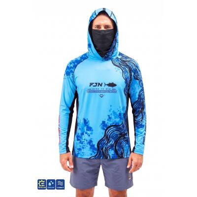 Fujin Relax Buff Hoodie Blue Black UV Korumalı Balıkçı Sweatshirt