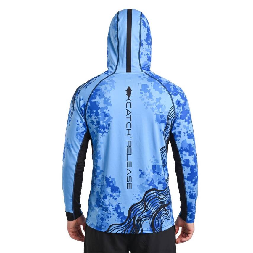 Fujin Relax Buff Hoodie Blue Black UV Korumalı Balıkçı Sweatshirt - 3