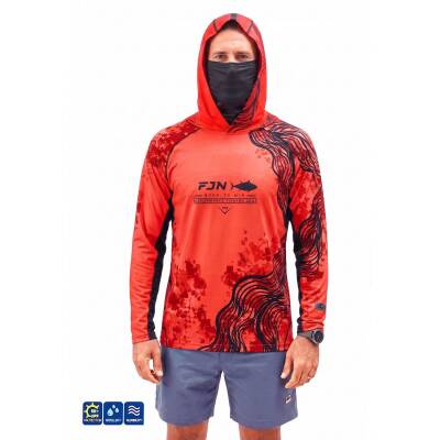 Fujin Relax Buff Hoodie Coral Black UV Korumalı Balıkçı Sweatshirt