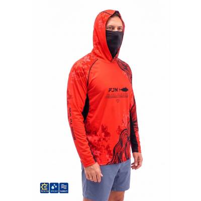 Fujin Relax Buff Hoodie Coral Black UV Korumalı Balıkçı Sweatshirt - 2