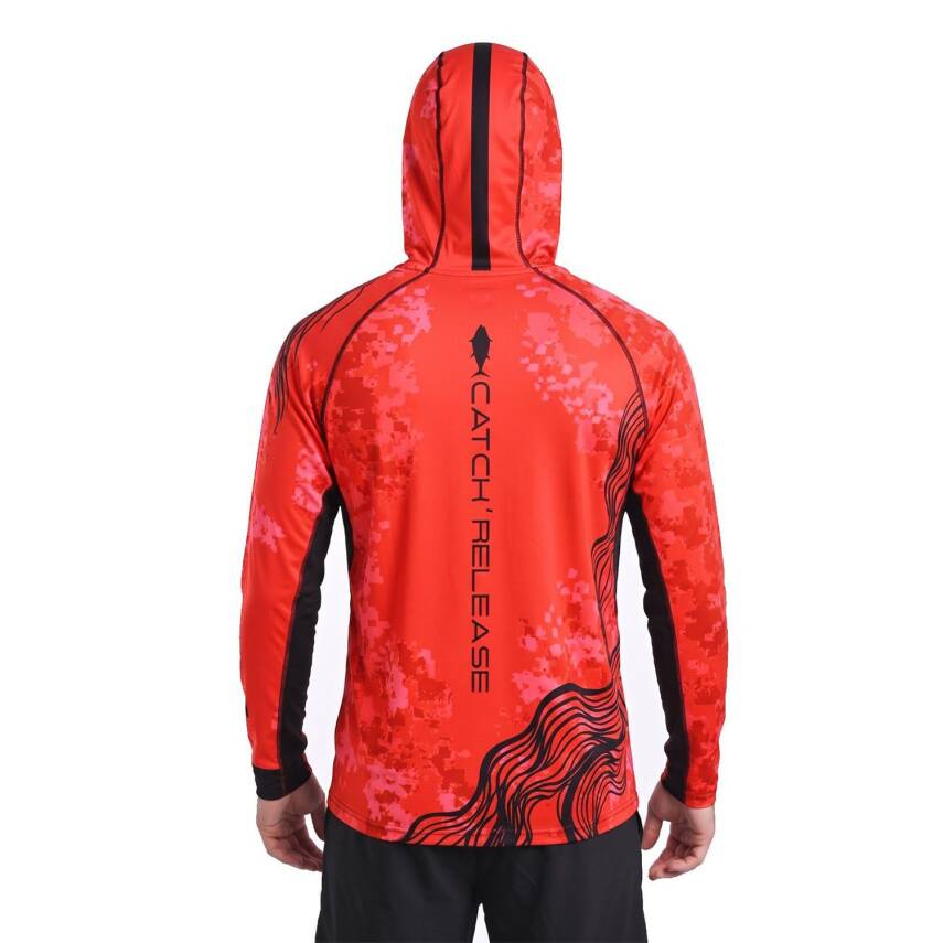 Fujin Relax Buff Hoodie Coral Black UV Korumalı Balıkçı Sweatshirt - 3