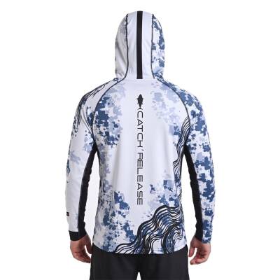 Fujin Relax Buff Hoodie White Anthracite UV Korumalı Balıkçı Sweatshirt - 3