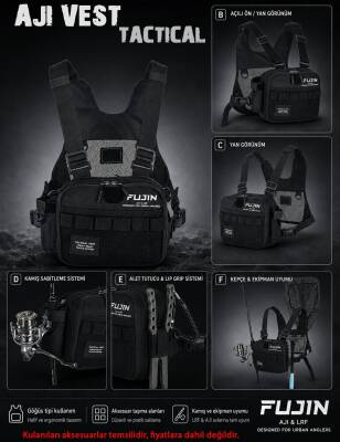 Fujin Tactical Vest Black Balıkçı Çantası - 9