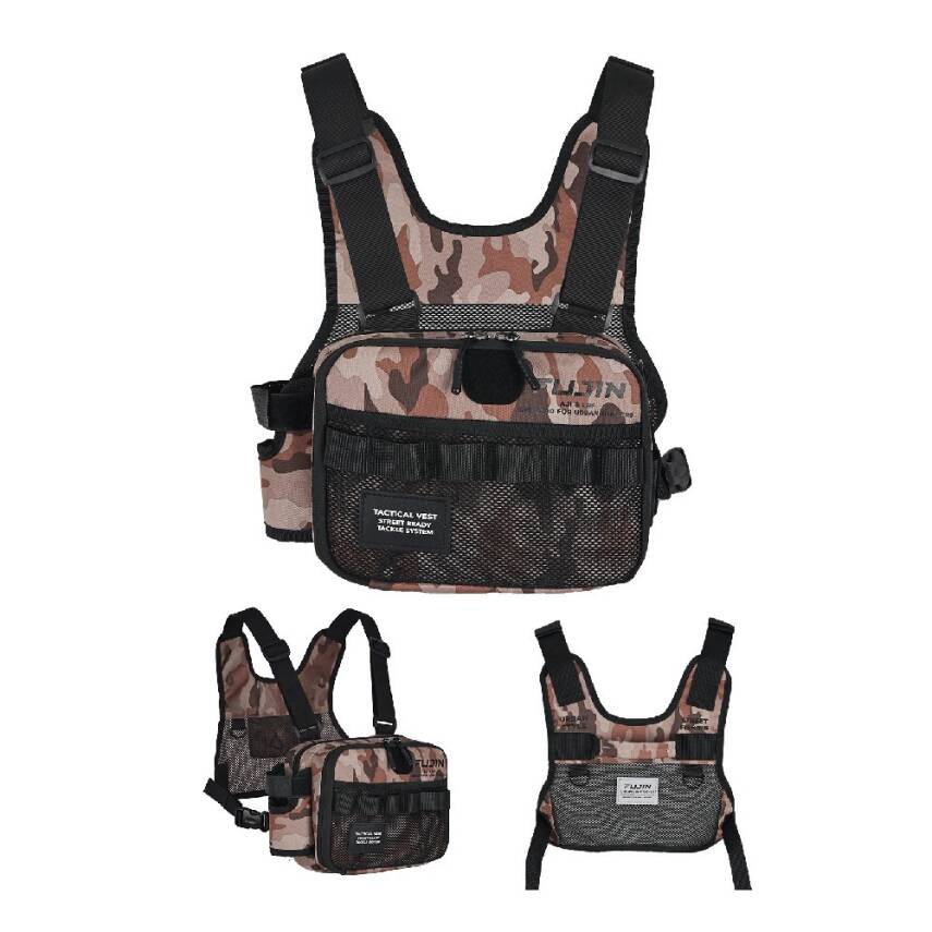 Fujin Tactical Vest Brown Camo Balıkçı Çantası - 1