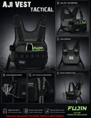 Fujin Tactical Vest Khaki Balıkçı Çantası - 8