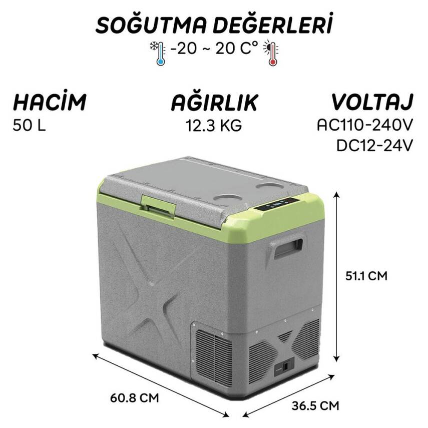 Icepeak Viyana Kompresörlü 12/24 Volt 50 Lt Taşınabilir Araç Buzdolabı - 6