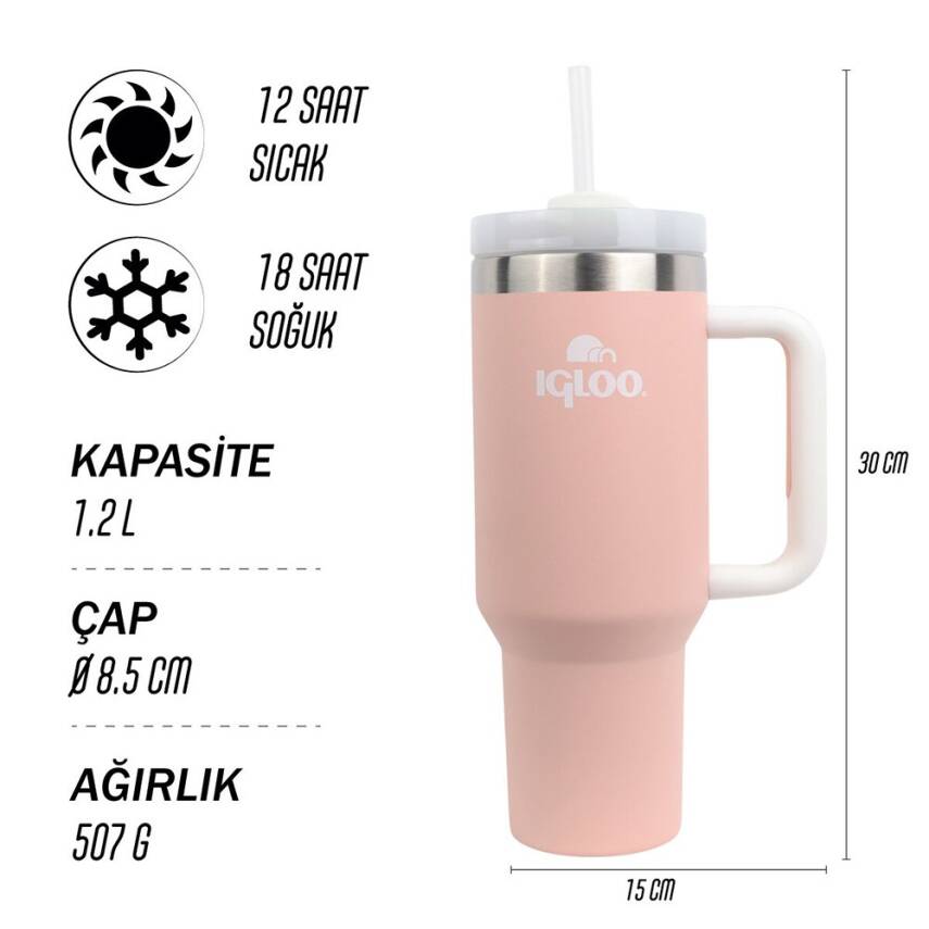 Igloo Stadler Thermo-Mug 1.2 Lt Somon-Beyaz Pipetli Termos - 2