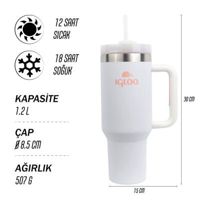Igloo Stadler Thermo-Mug 1.2 Lt Beyaz Pipetli Termos - 2