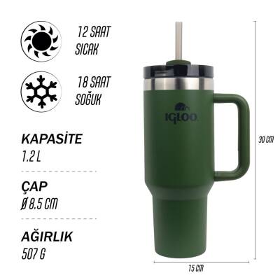 Igloo Stadler Thermo-Mug 1.2 Lt Haki Pipetli Termos - 2