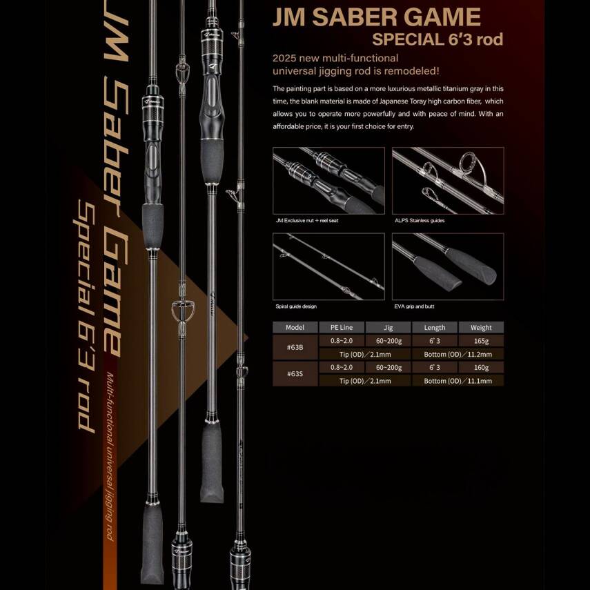 Jigging Master Saber Game Special 63S 191cm 60-200gr Jig Olta Kamışı - 2