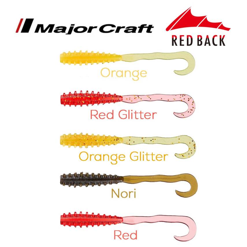 Major Craft Red Back Curly Worm Tai Rubber ve LRF Silikon Yem - 1