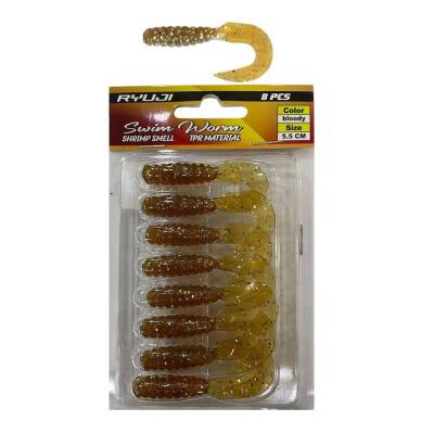 Ryuji Swim Worm 5.5cm Kokulu Silikon Yem - 7