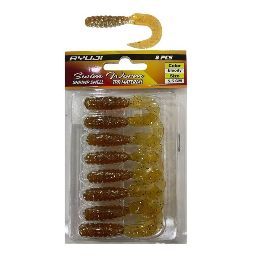 Ryuji Swim Worm 5.5cm Kokulu Silikon Yem - 7