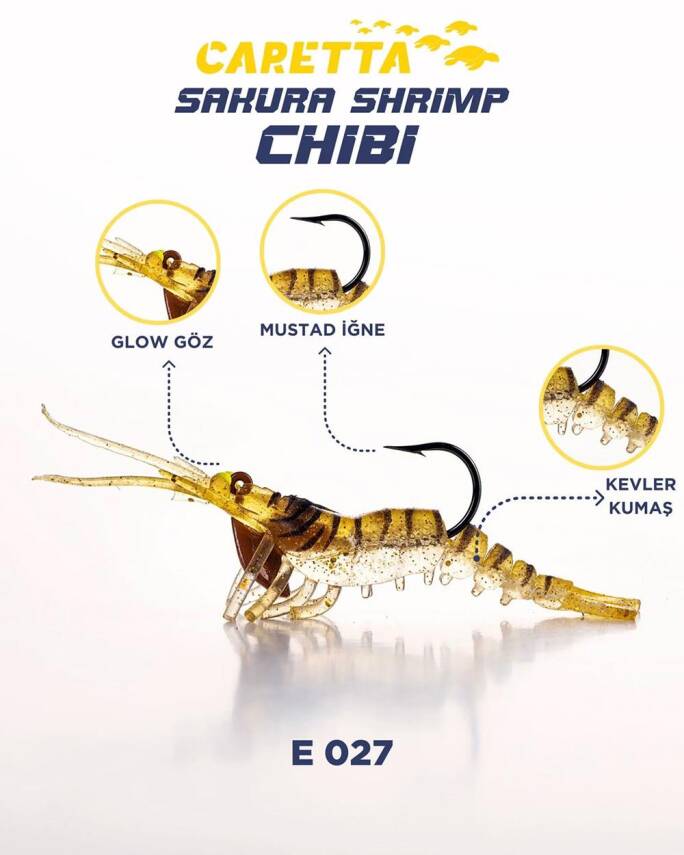 Caretta Sakura Shrimp Chibi 50mm 3,7gr Silikon Karides - 1