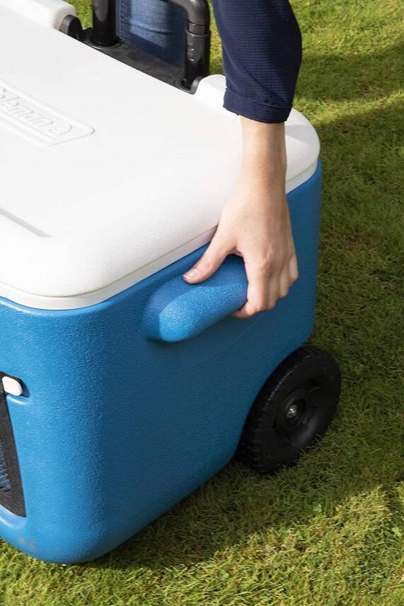 Coleman Poly-Lite Wheeled Mesh 50 QT Tekerlekli Soğutucu Buzluk 47.3 Lt-Mavi-Beyaz - 5