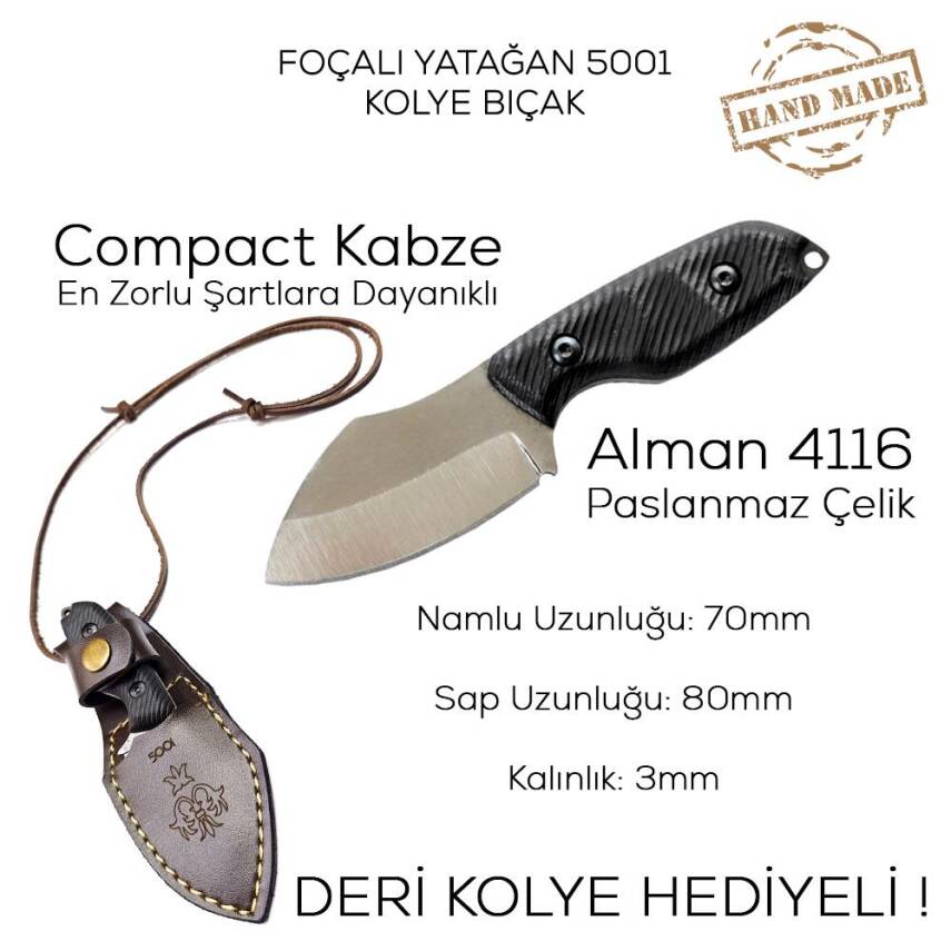 Foçalı 5001 Yatağan El Yapımı 15cm Kolye Bıçak Av Kamp Bıçağı - 3