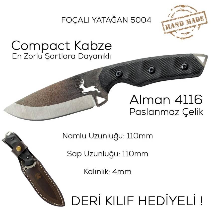 Foçalı 5004 Yatağan El Yapımı 22cm Kompakt Av Kamp Bıçağı - 3